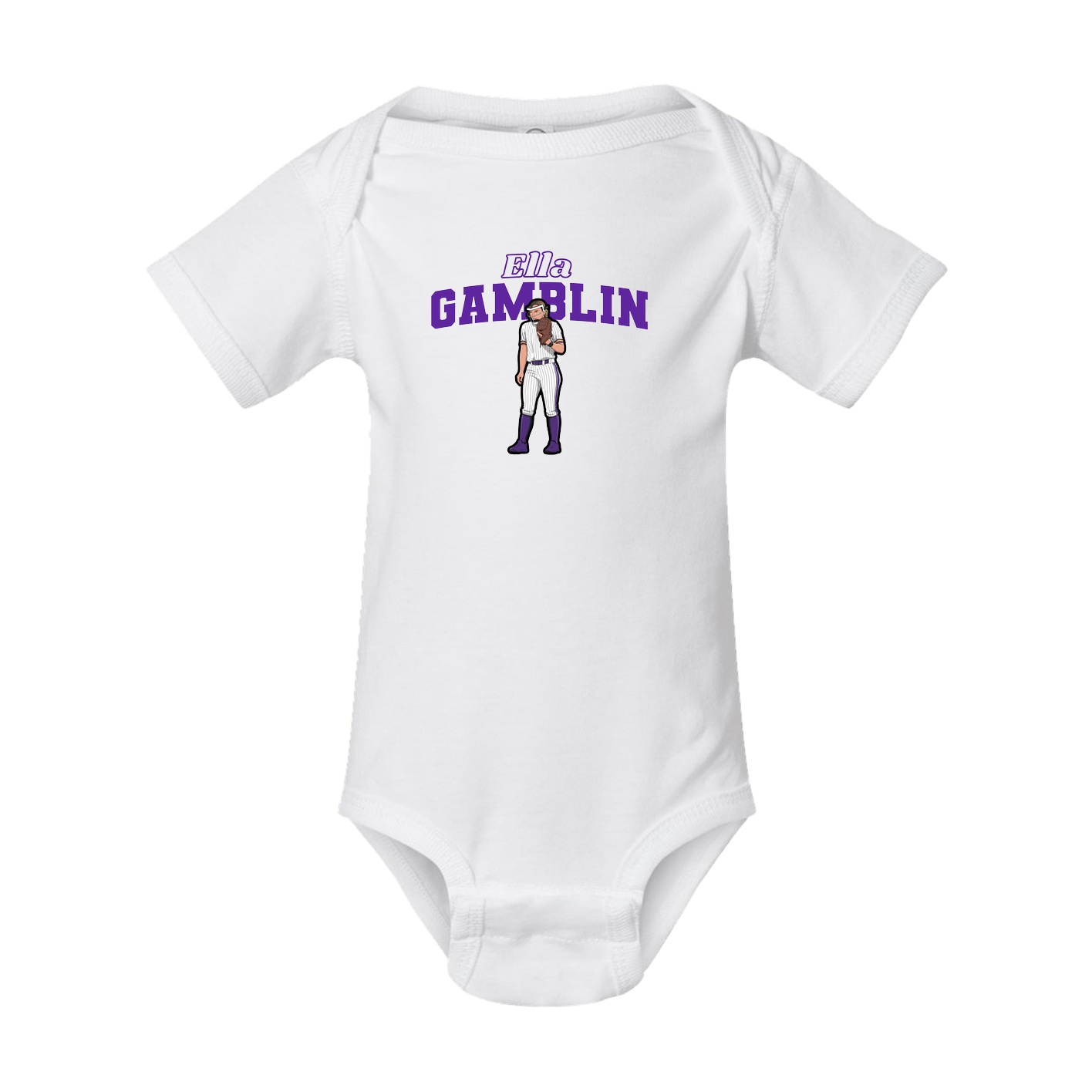 Baby Onesie — Name Arch in White