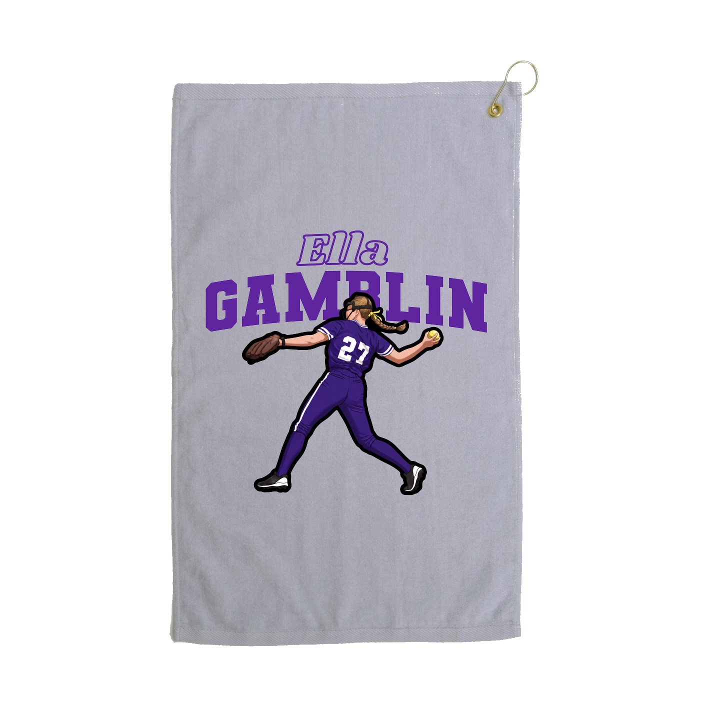 Golf Towel — Name Arch in Grey