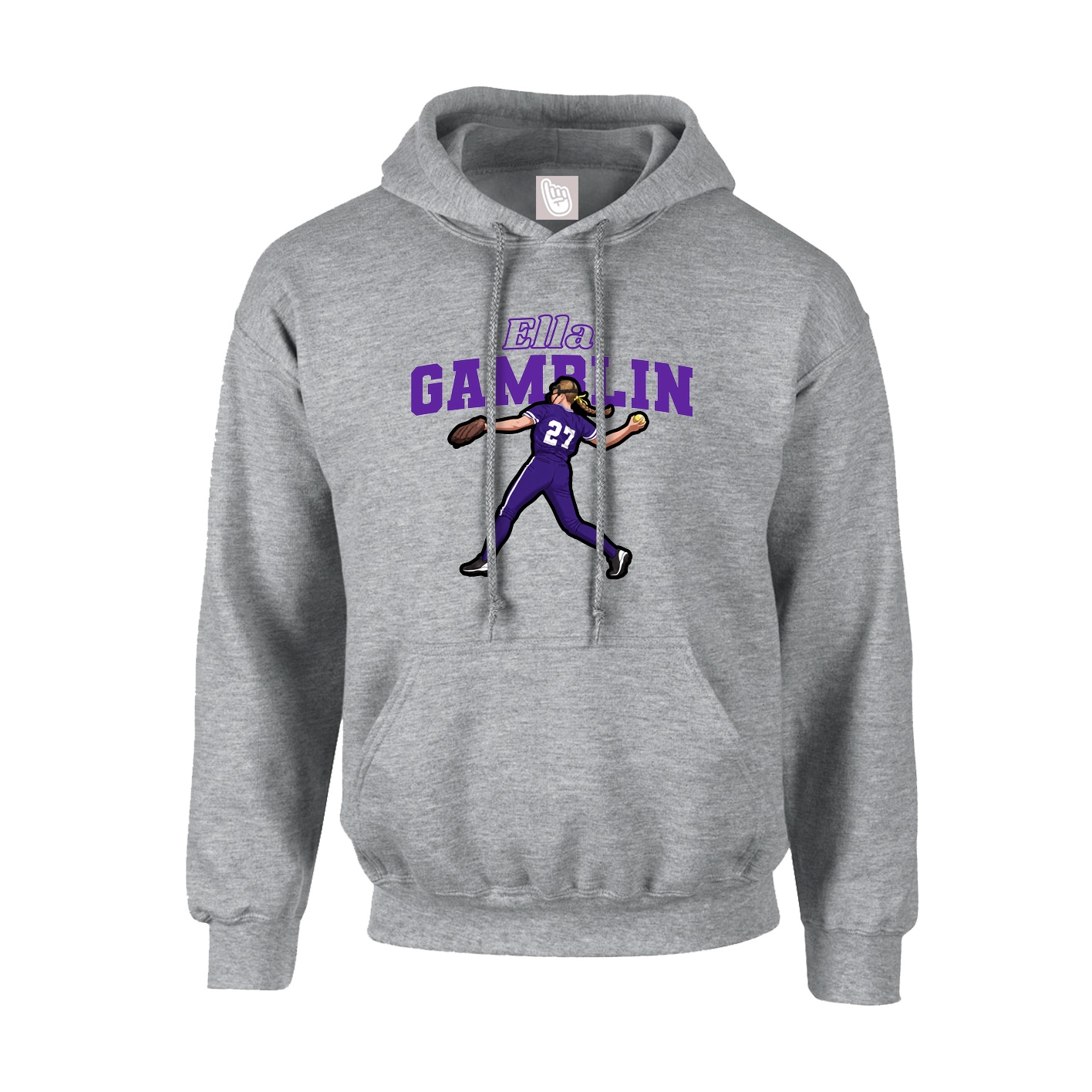 Youth Hoodie — Name Arch in Grey