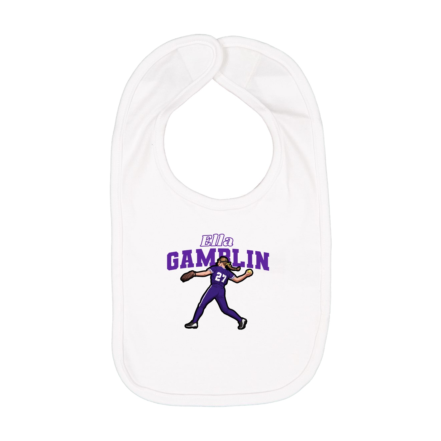 Infant Bib — Name Arch in White