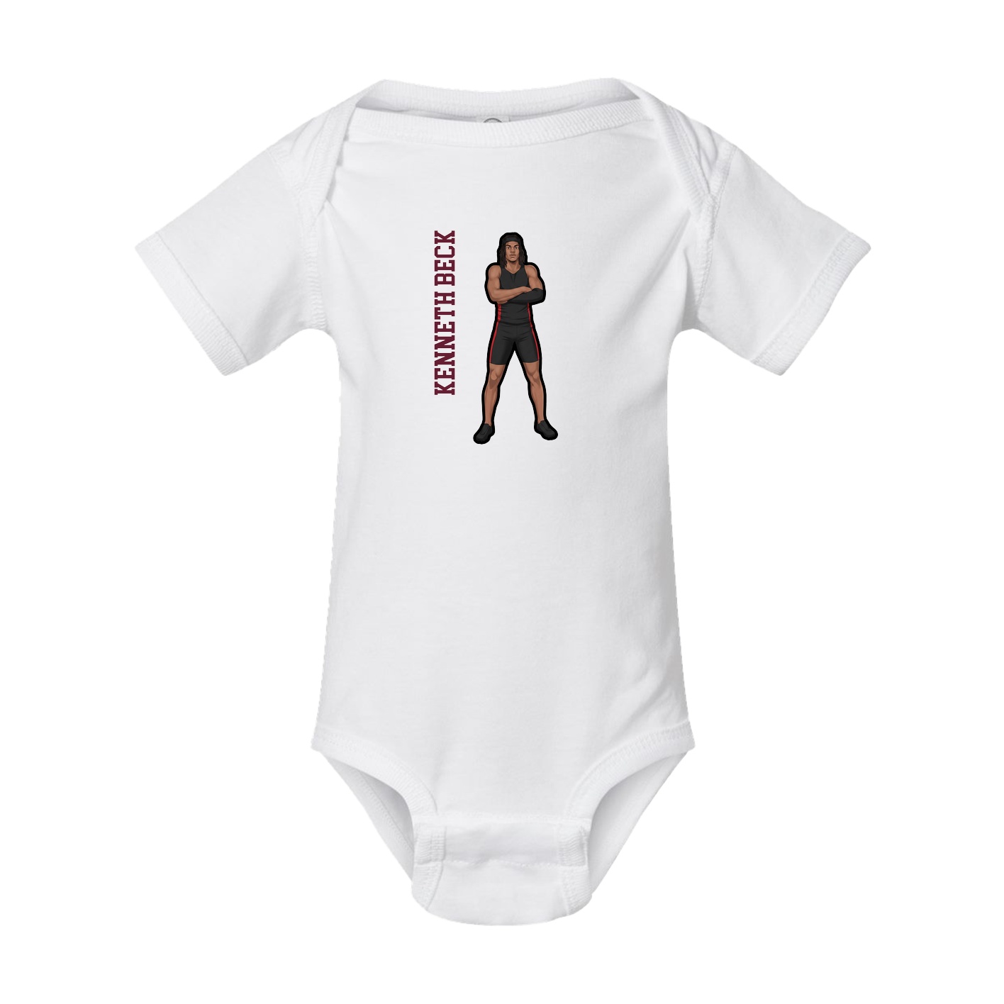 Baby Onesie — Name Vertical in White