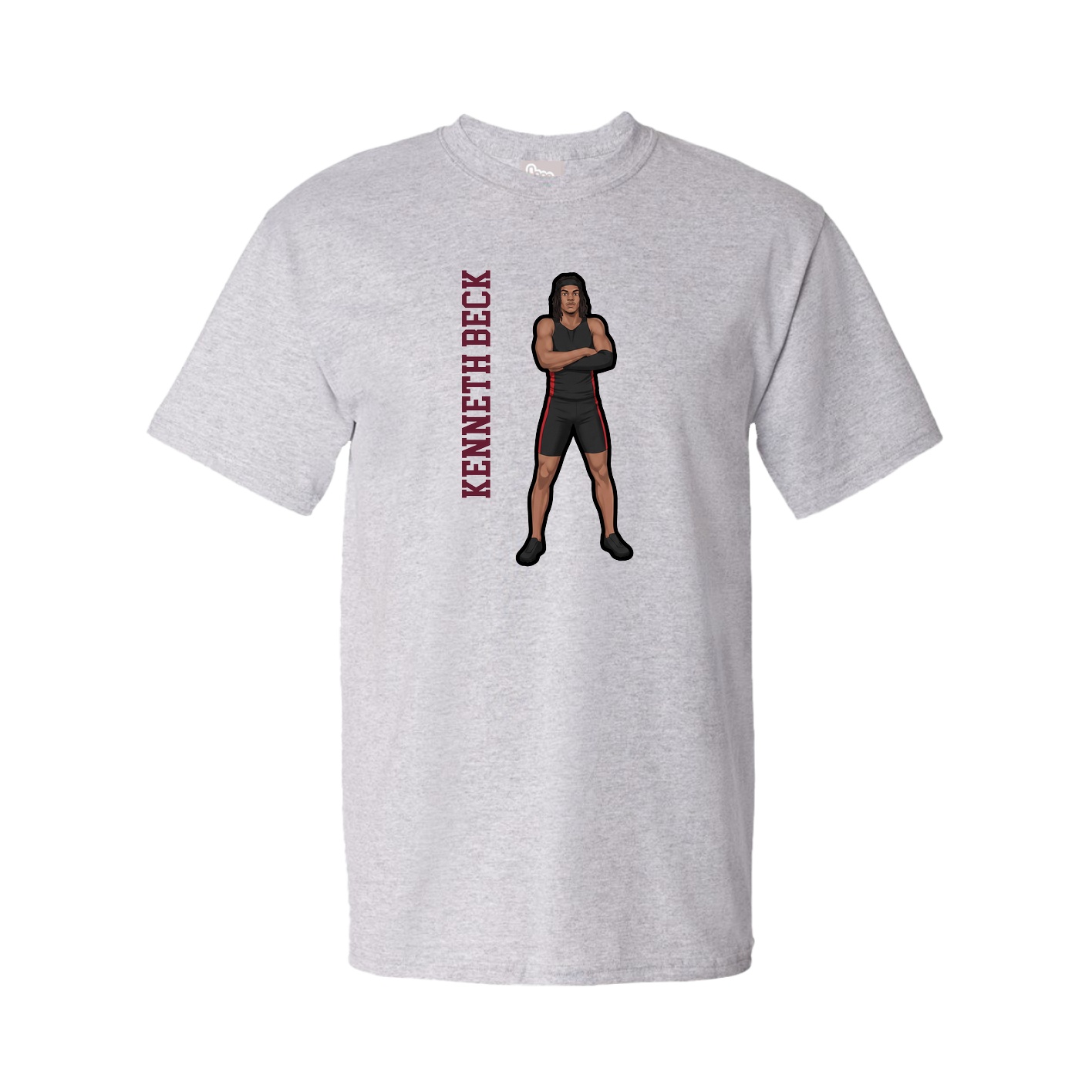 Youth Tee — Name Vertical in Grey