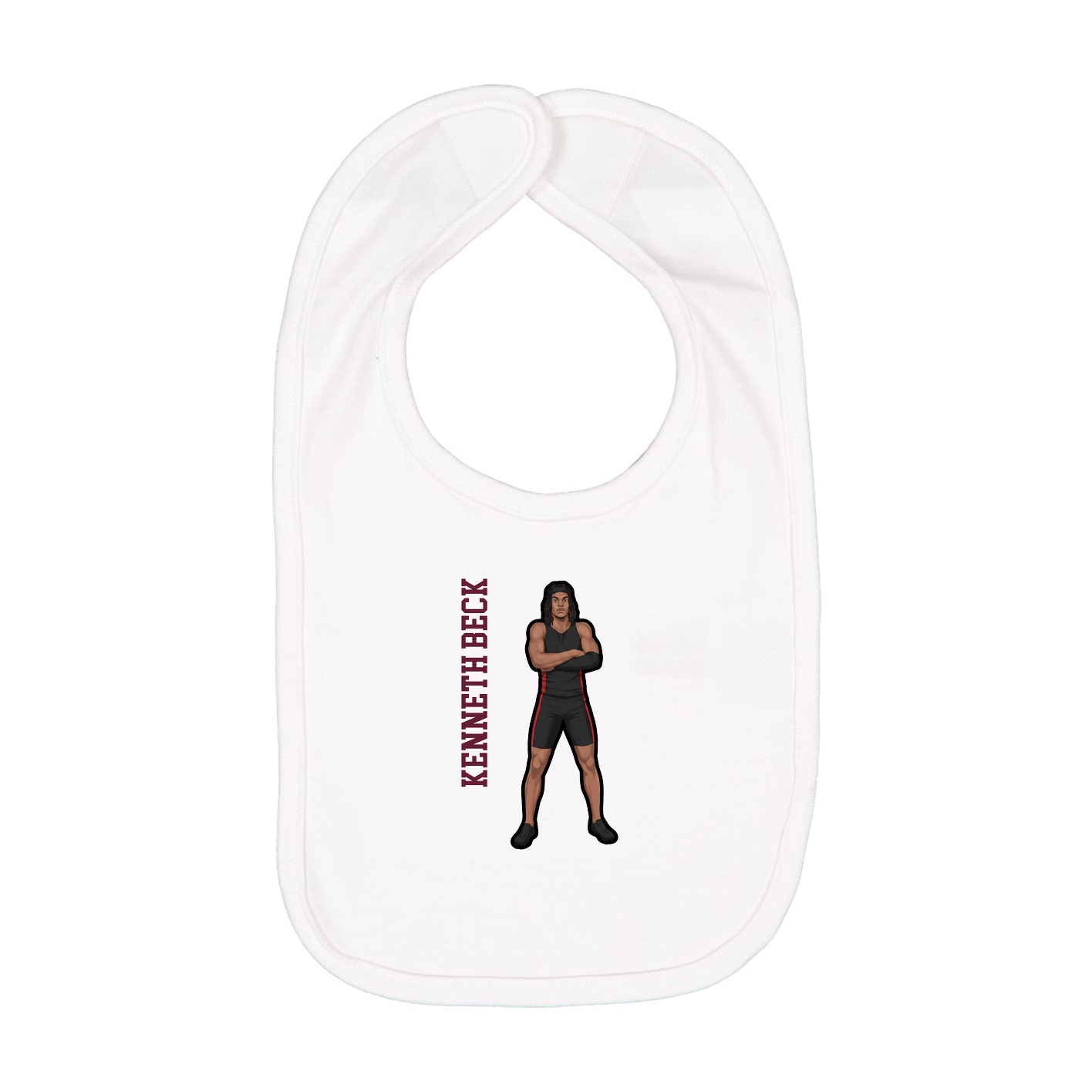 Infant Bib — Name Vertical in White