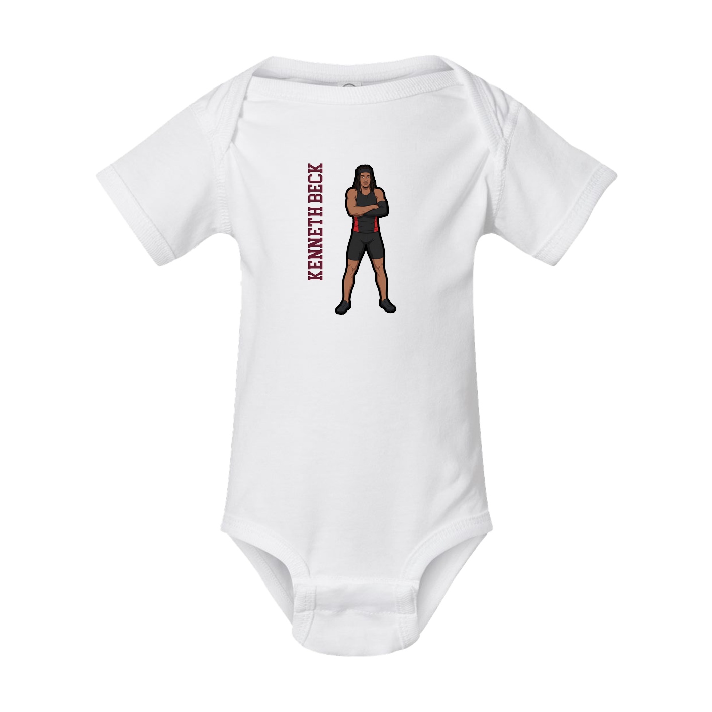 Baby Onesie — Name Vertical in White