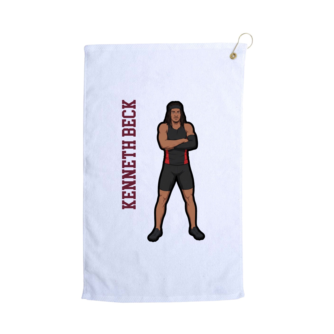 Golf Towel — Name Vertical in White