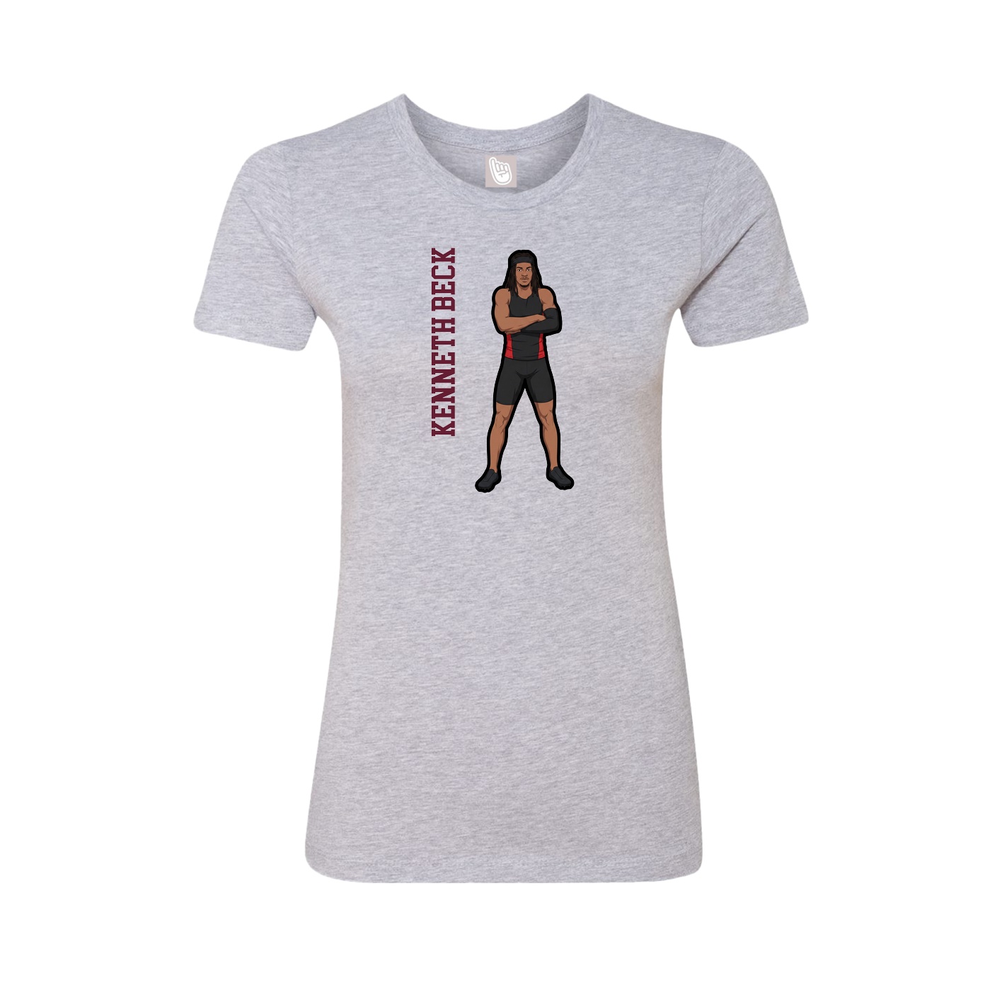 Fitted Women's Tee — Name Vertical in Grey