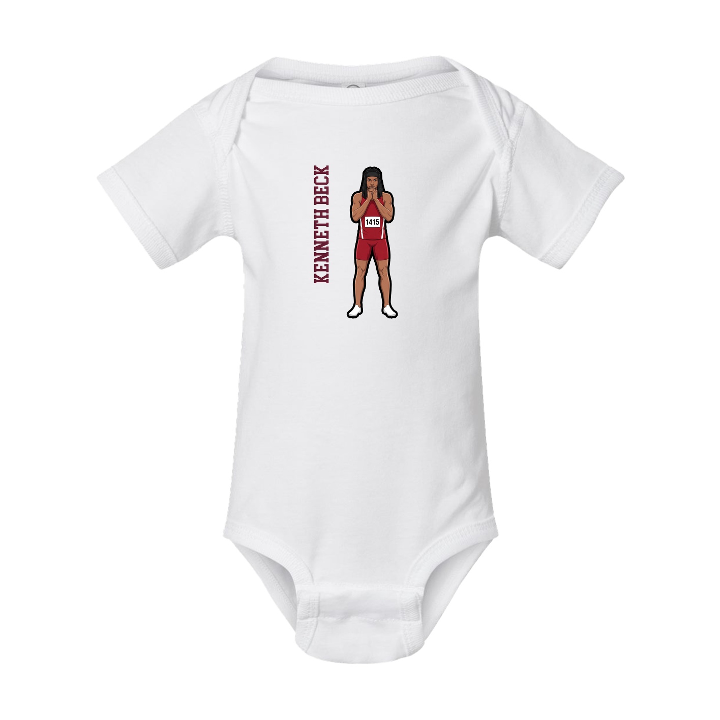 Baby Onesie — Name Vertical in White