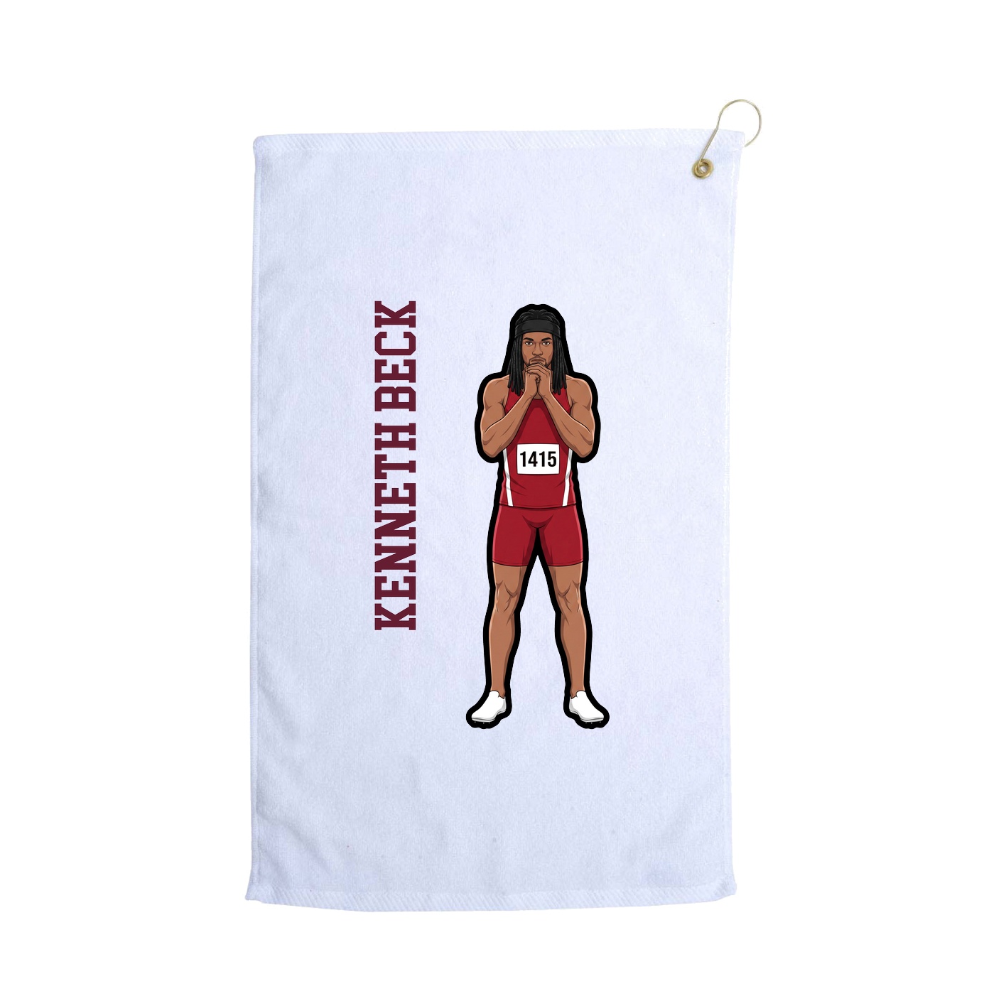 Golf Towel — Name Vertical in White
