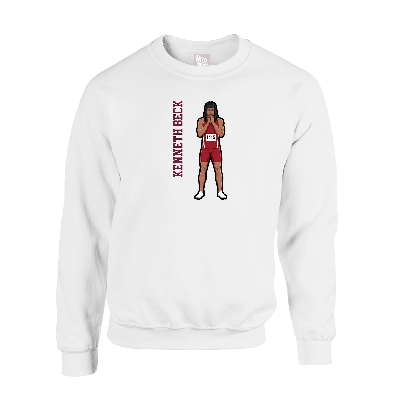 Fleece Crew — Name Vertical in White