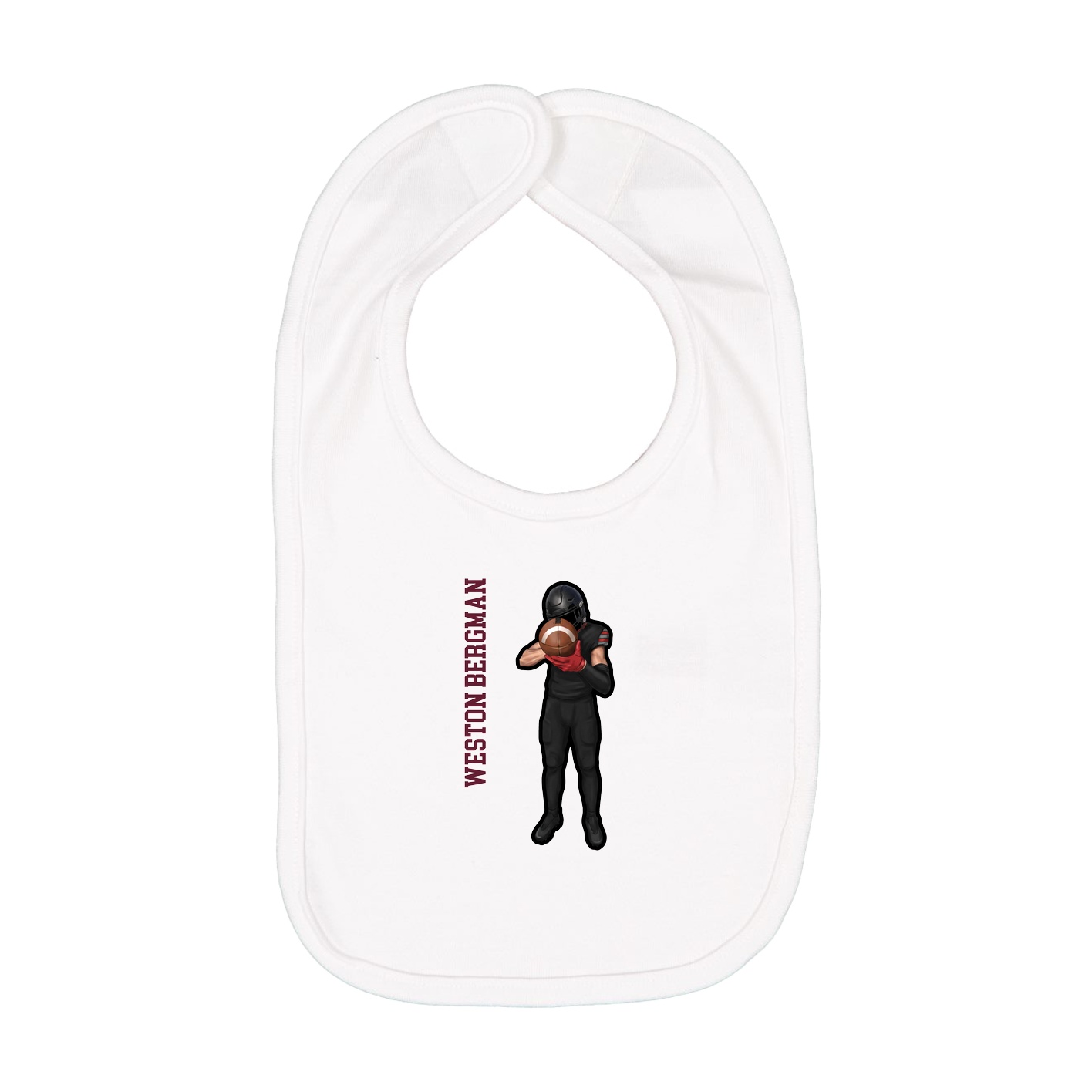 Infant Bib — Name Vertical in White