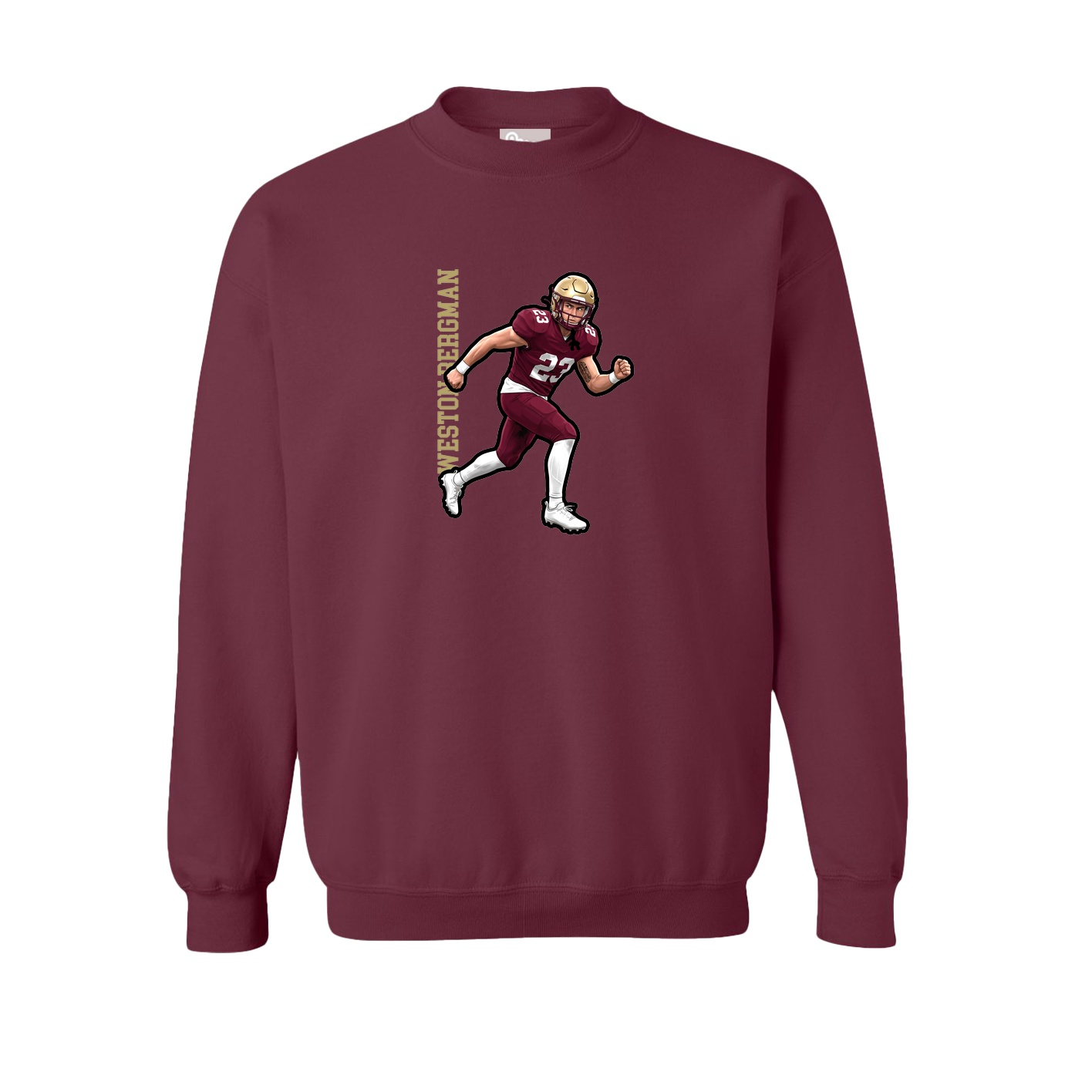 Fleece Crew — Name Vertical in Maroon
