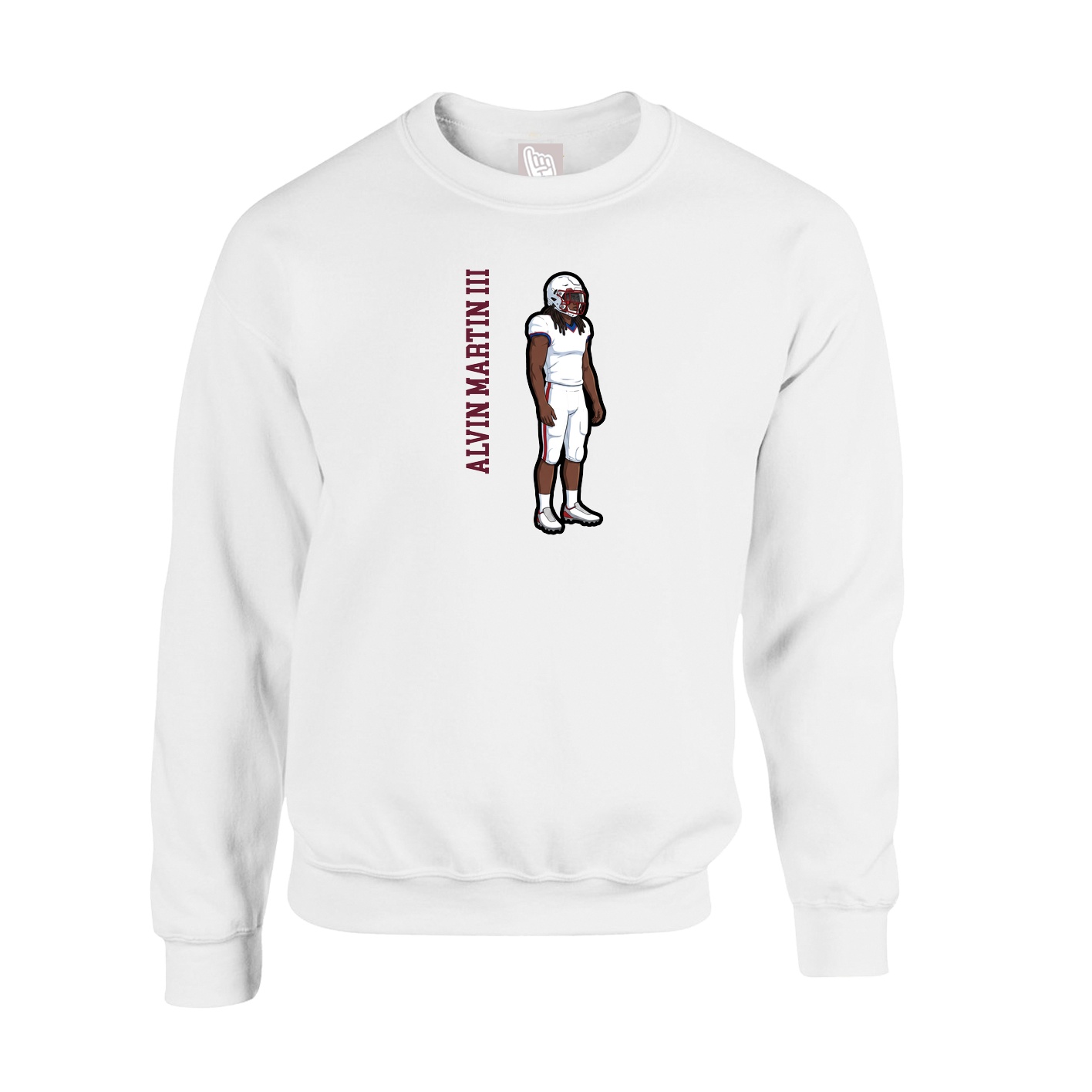 Fleece Crew — Name Vertical in White