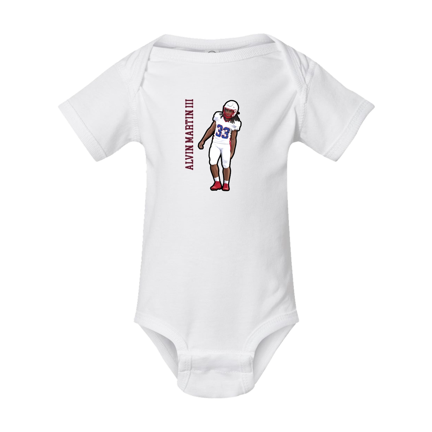 Baby Onesie — Name Vertical in White