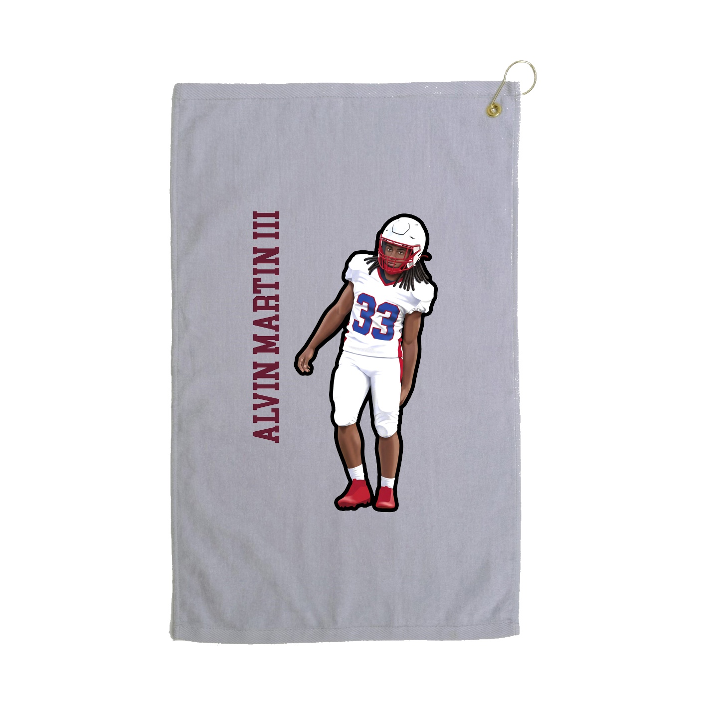 Golf Towel — Name Vertical in Grey