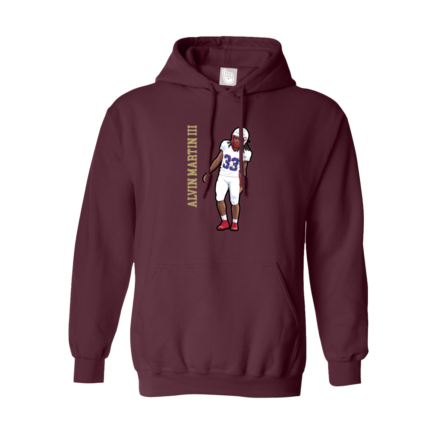 Youth Hoodie — Name Vertical in Maroon