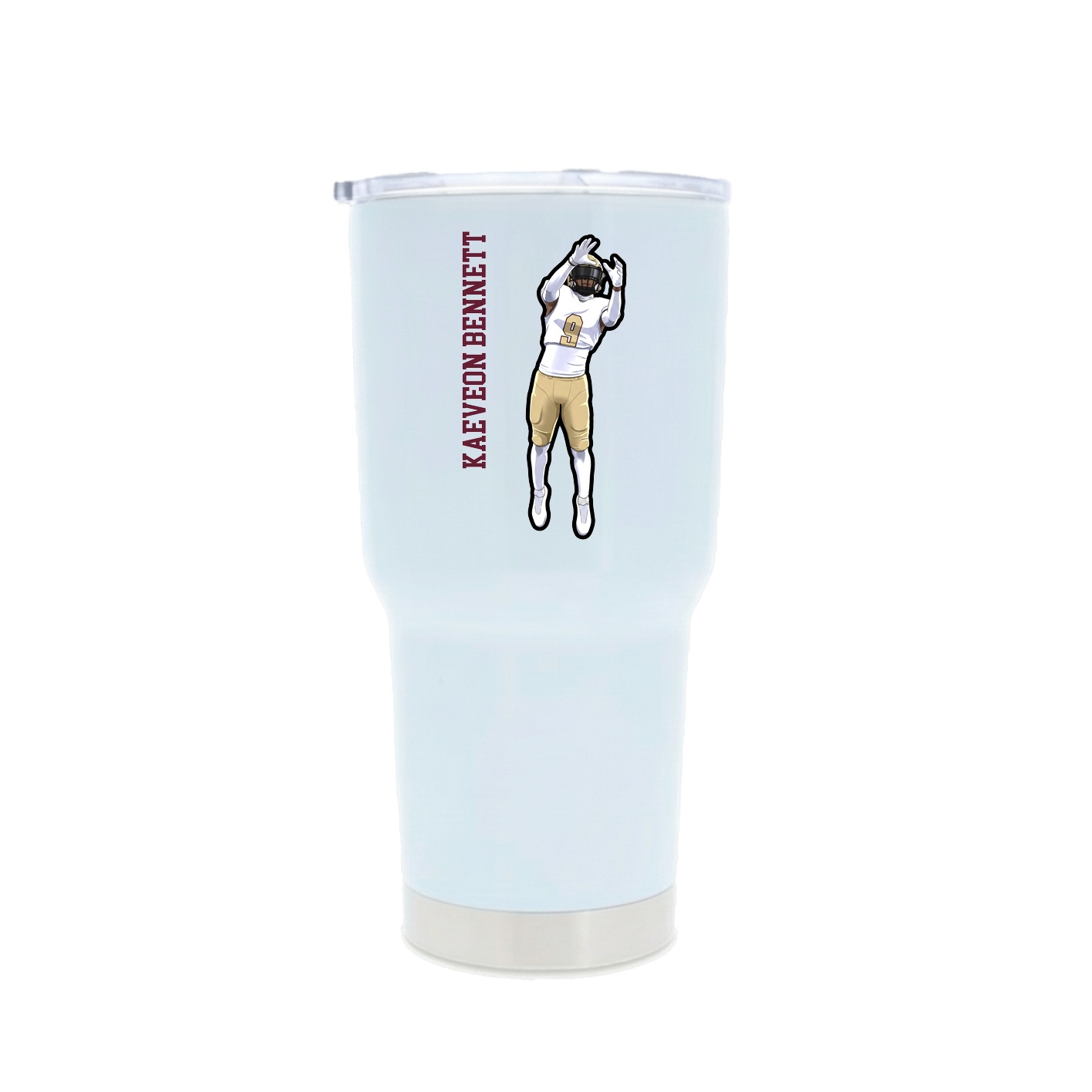 30oz Stainless Steel Tumbler — Name Vertical in White