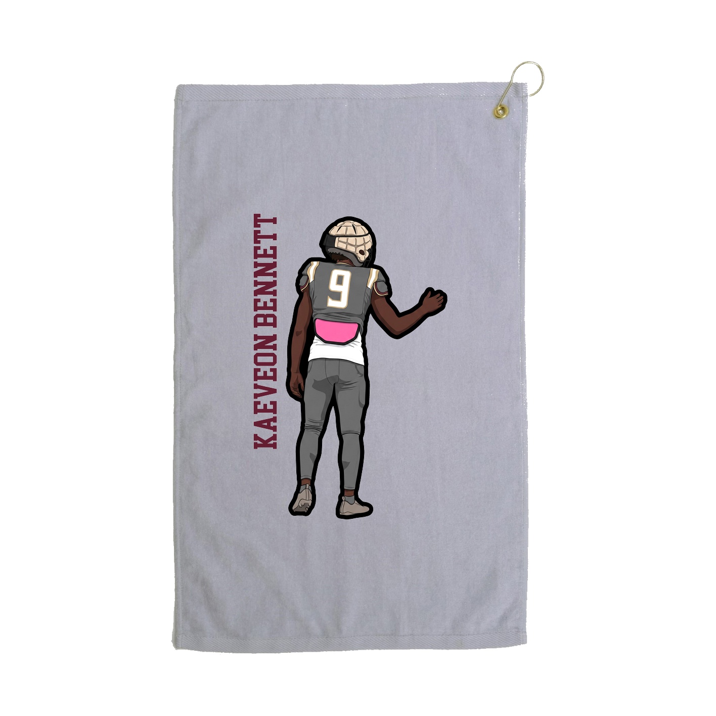 Golf Towel — Name Vertical in Grey