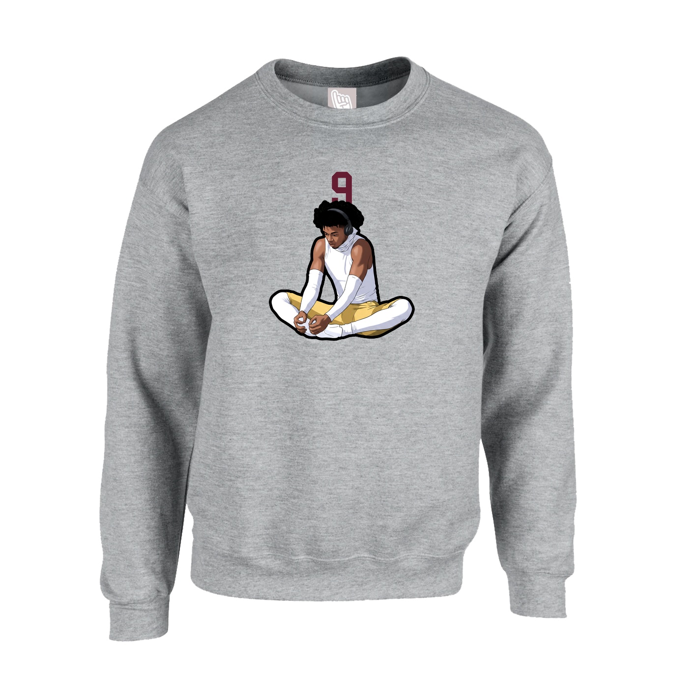 Fleece Crew — Number Top in Grey