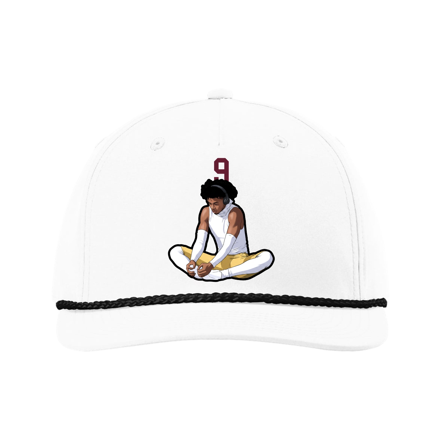 Five-Panel Classic Rope Cap — Number Top in White