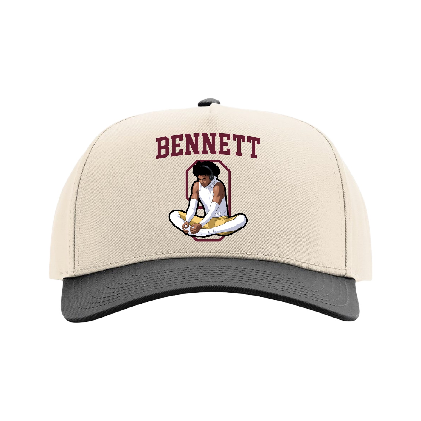 Full Fabric Five-Panel Champ Cap — Shirsey in Cream/Black