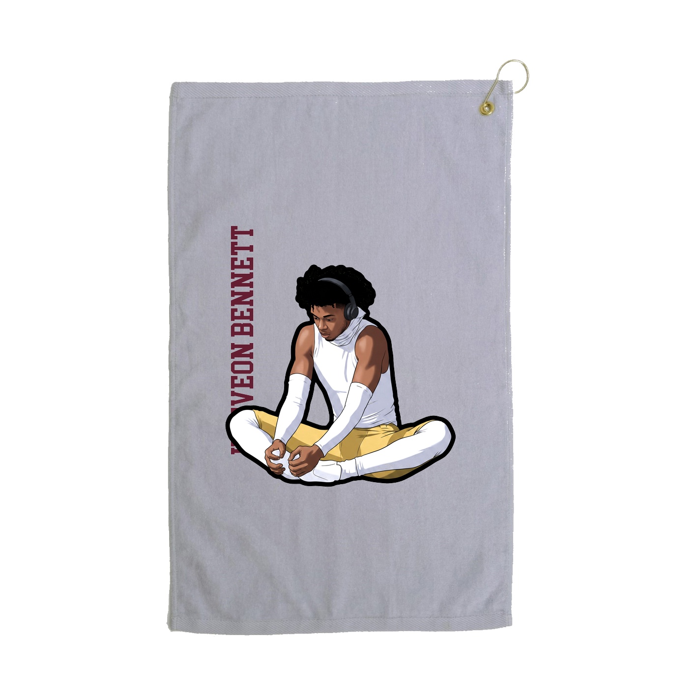 Golf Towel — Name Vertical in Grey