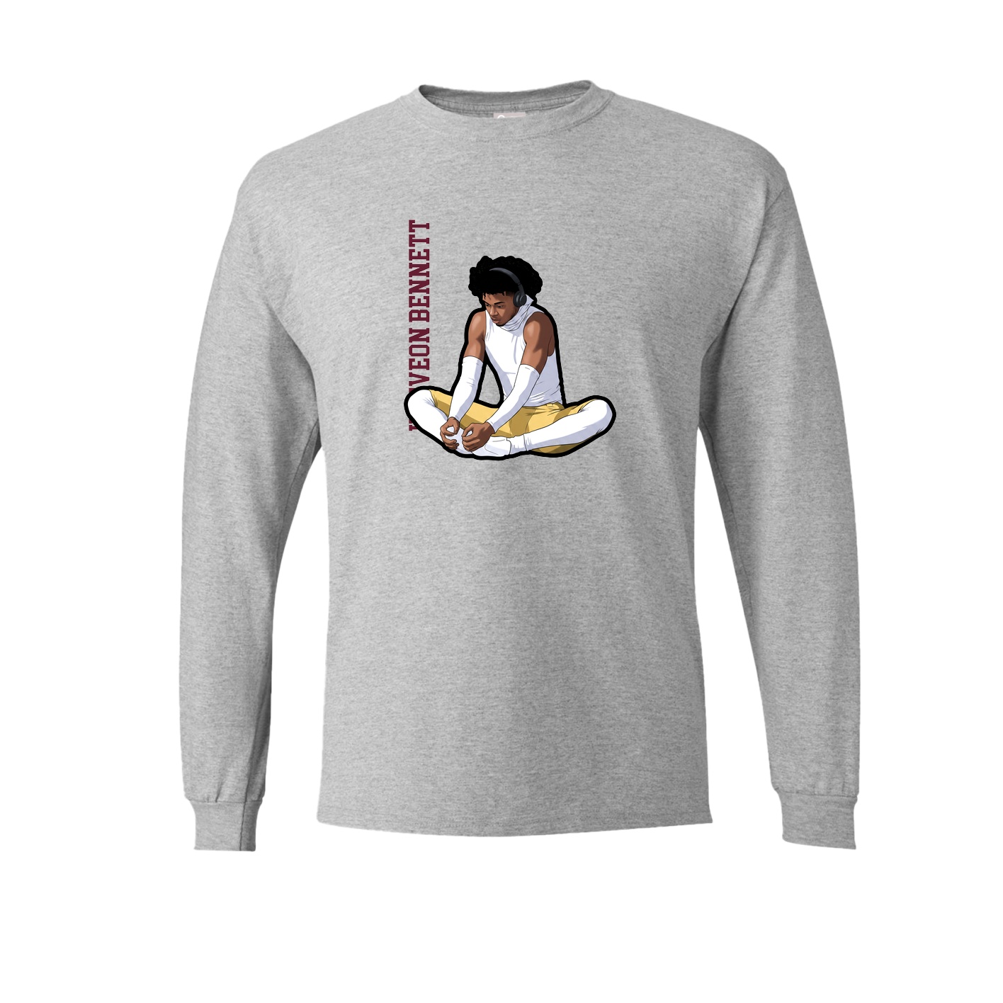 Long Sleeve Tee — Name Vertical in Grey