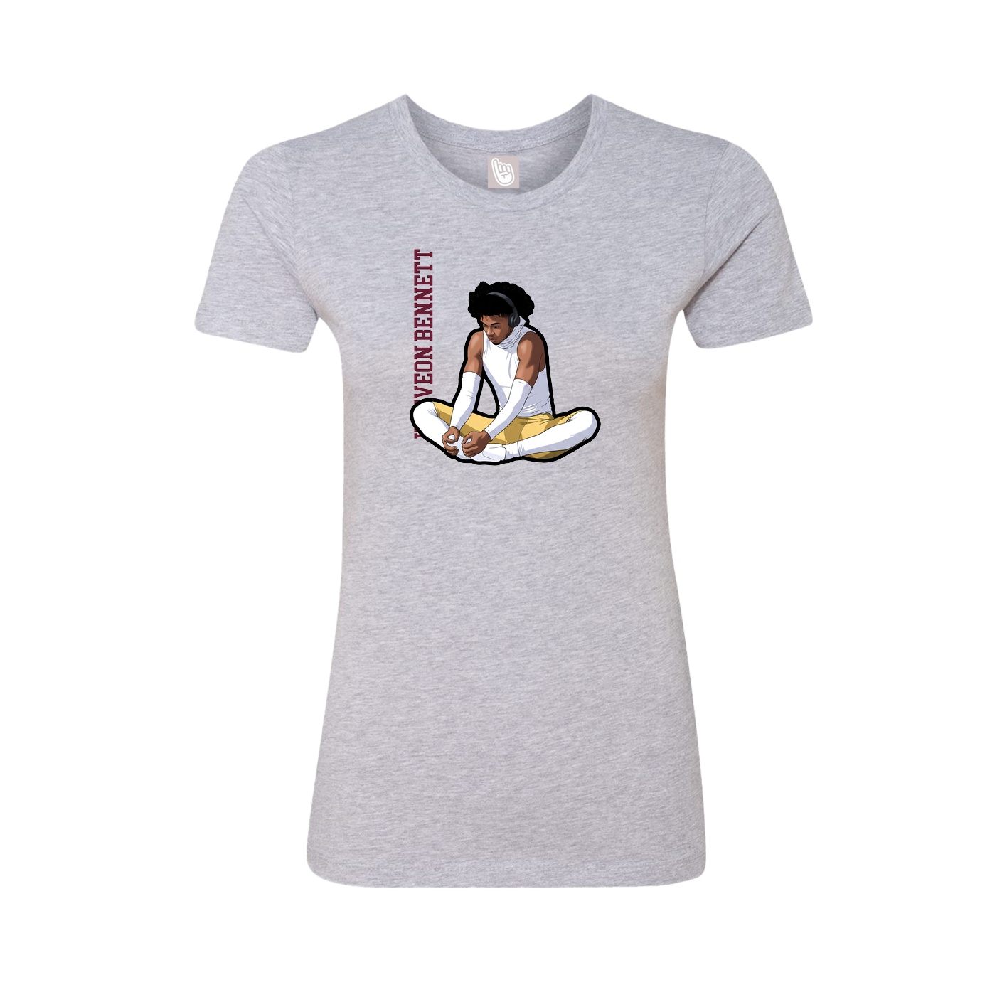 Fitted Women's Tee — Name Vertical in Grey