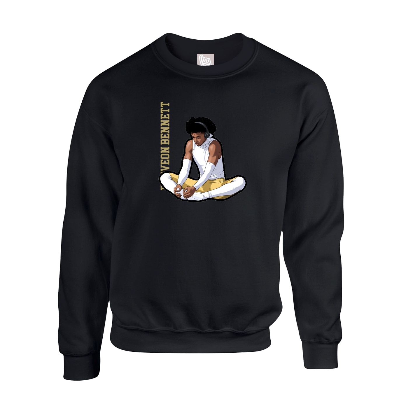 Fleece Crew — Name Vertical in Black