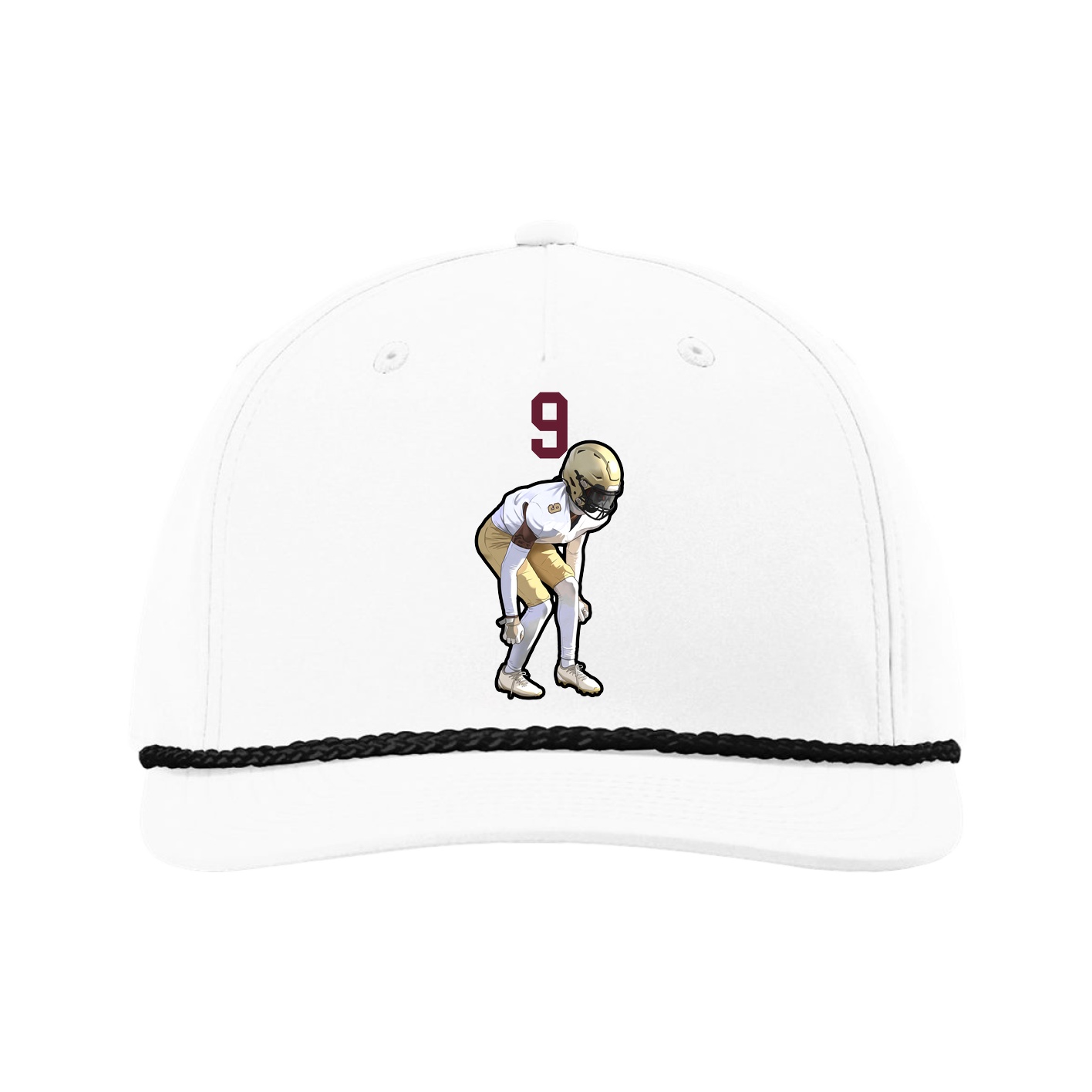 Five-Panel Classic Rope Cap — Number Top in White