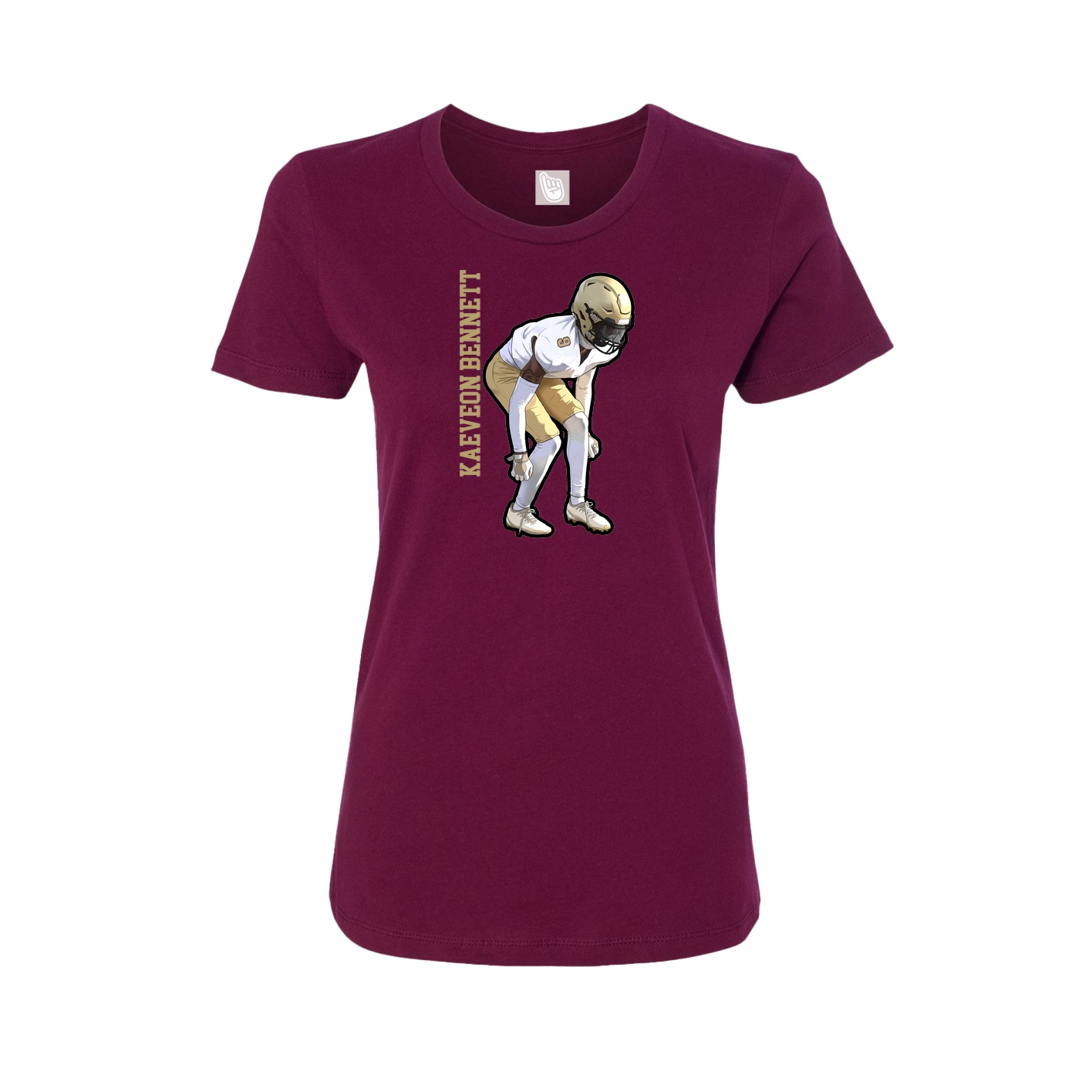 Womens Tee — Name Vertical in Maroon