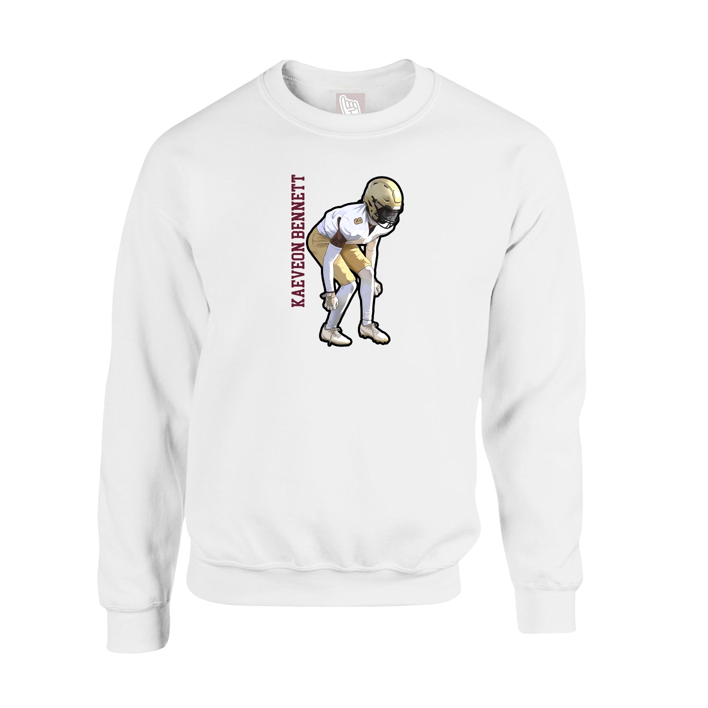Fleece Crew — Name Vertical in White