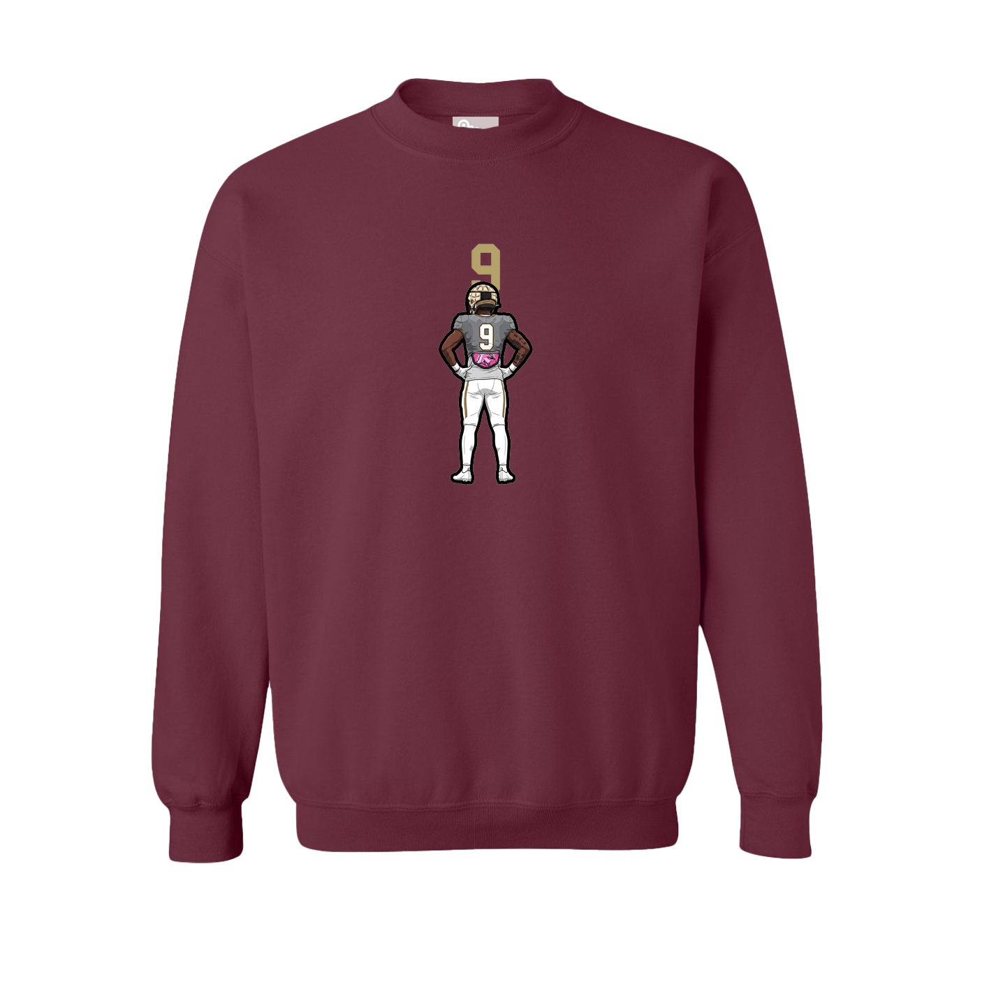 Fleece Crew — Number Top in Maroon