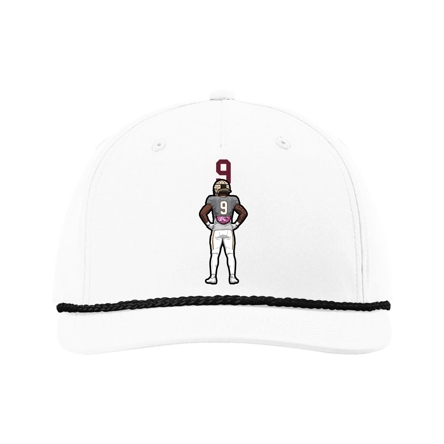 Five-Panel Classic Rope Cap — Number Top in White