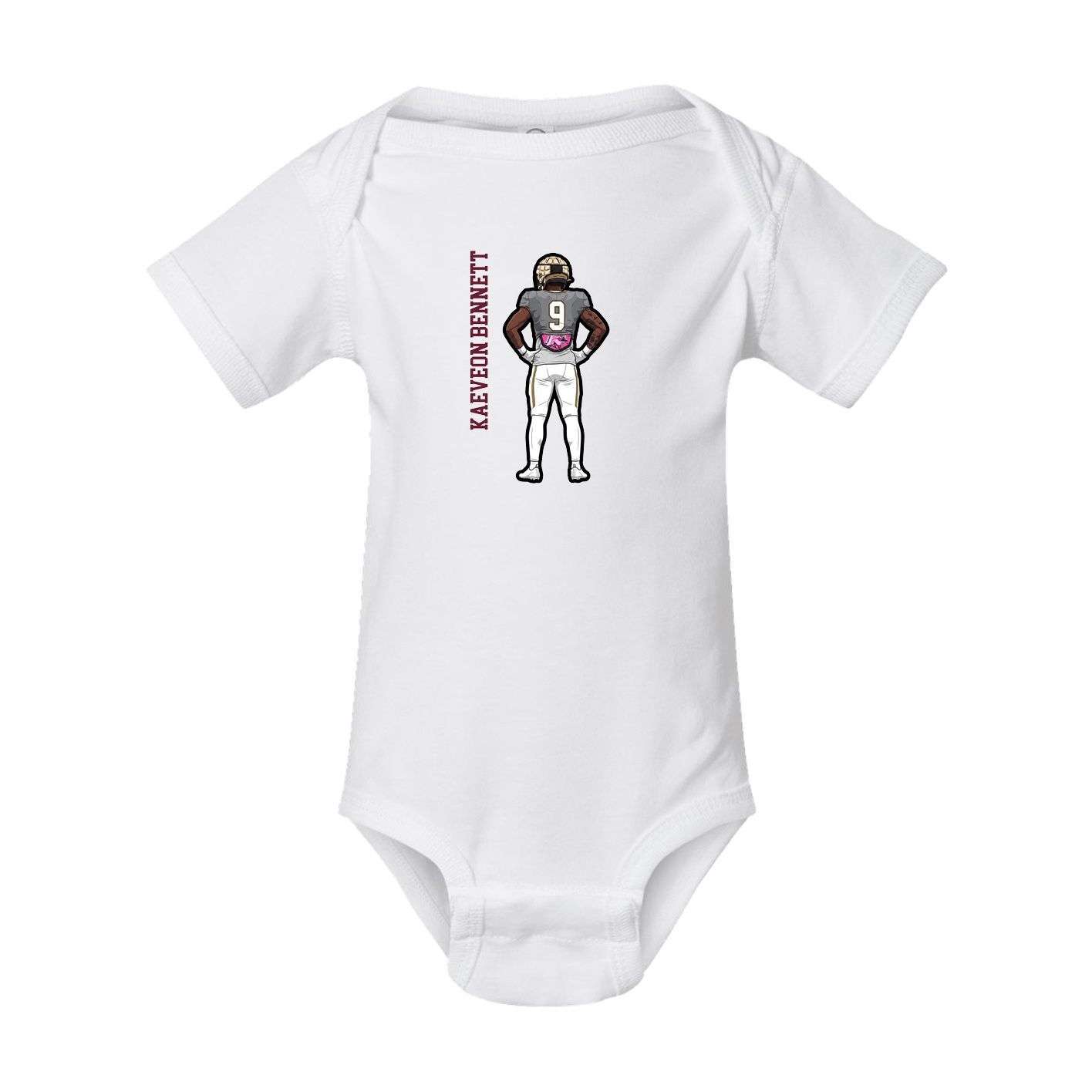 Baby Onesie — Name Vertical in White