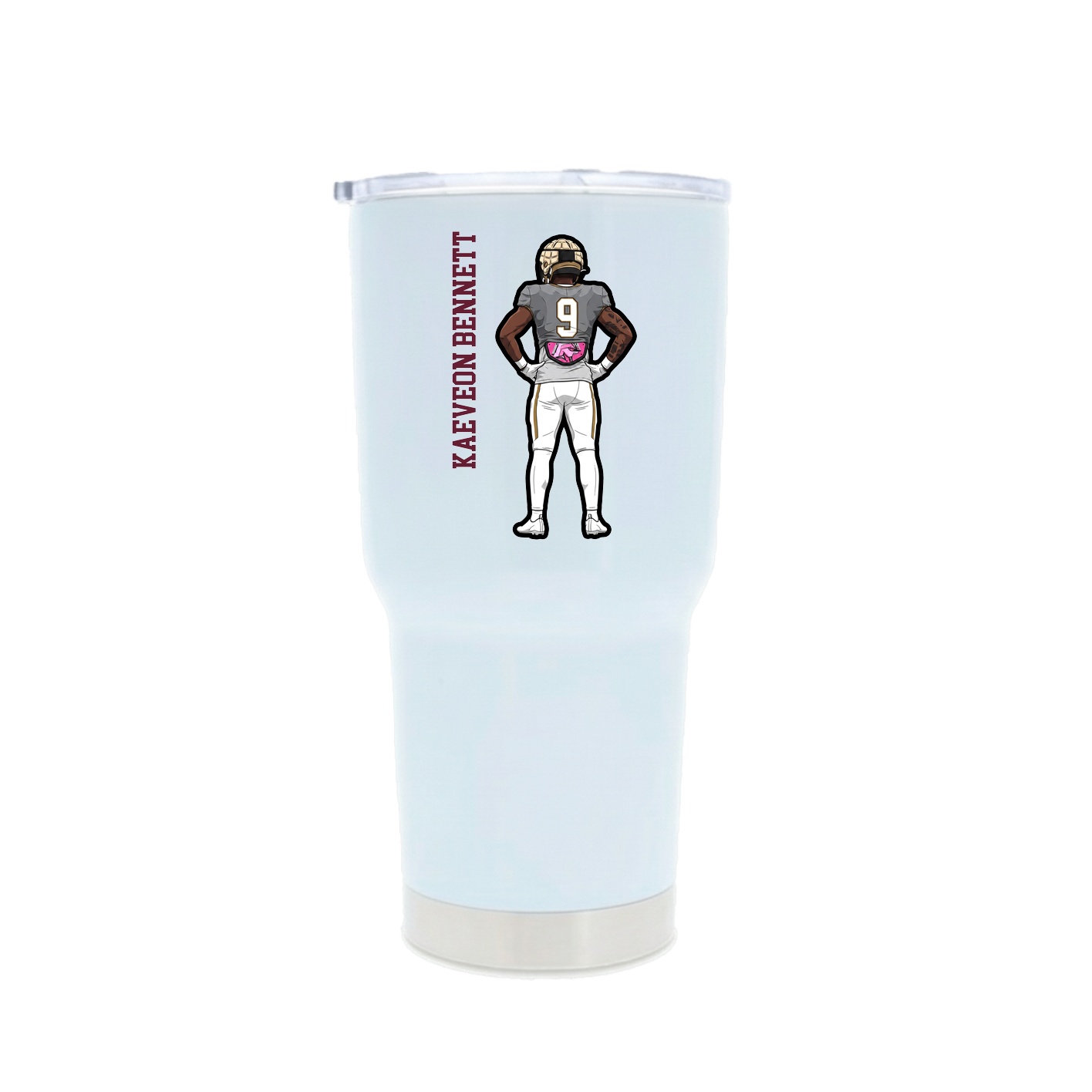 30oz Stainless Steel Tumbler — Name Vertical in White