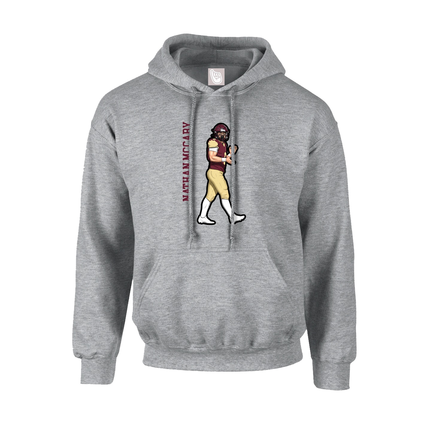 Hoodie — Name Vertical in Grey