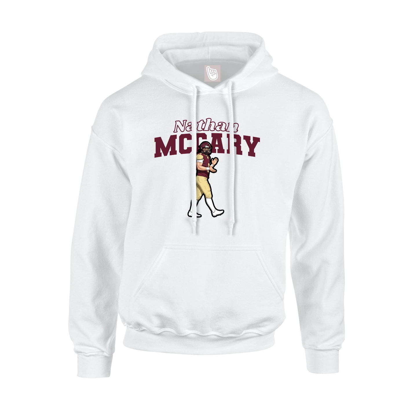 Youth Hoodie — Name Arch in White