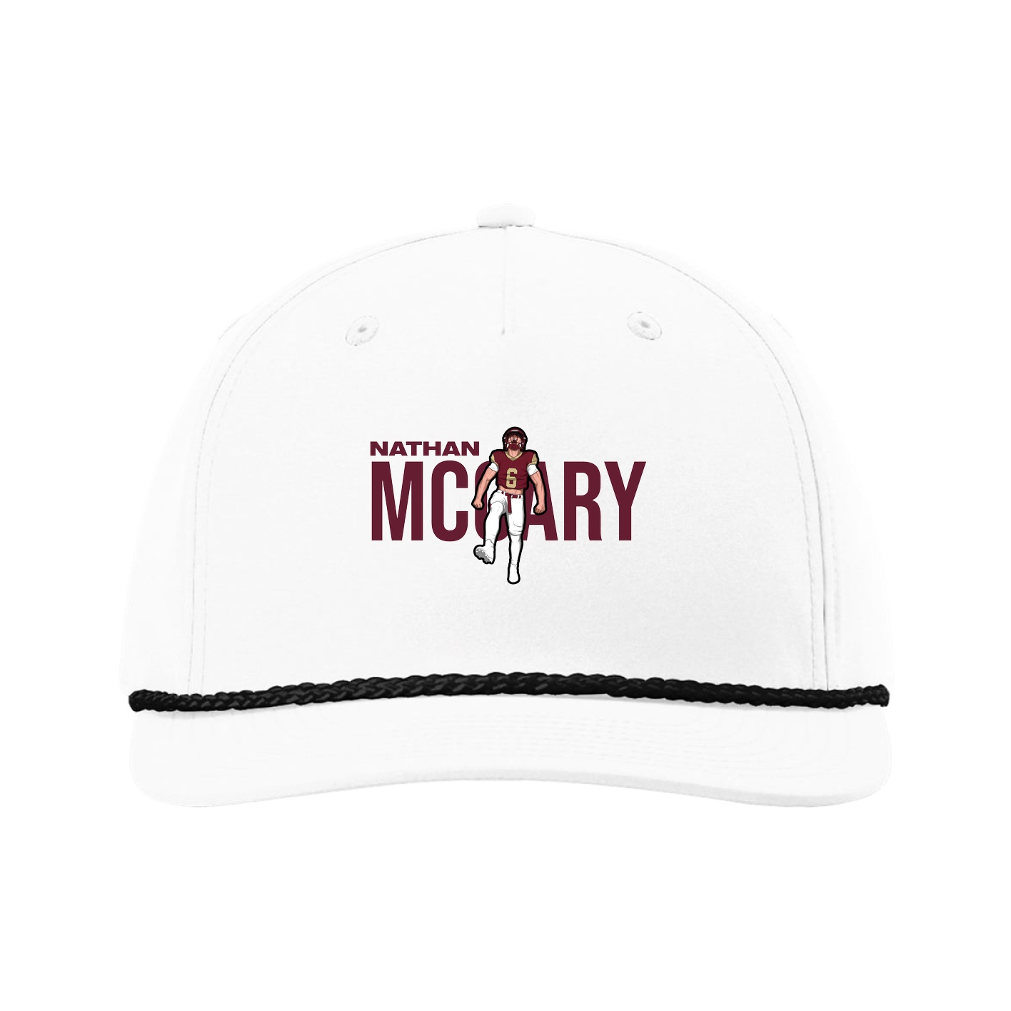 Five-Panel Classic Rope Cap — Player Name in White