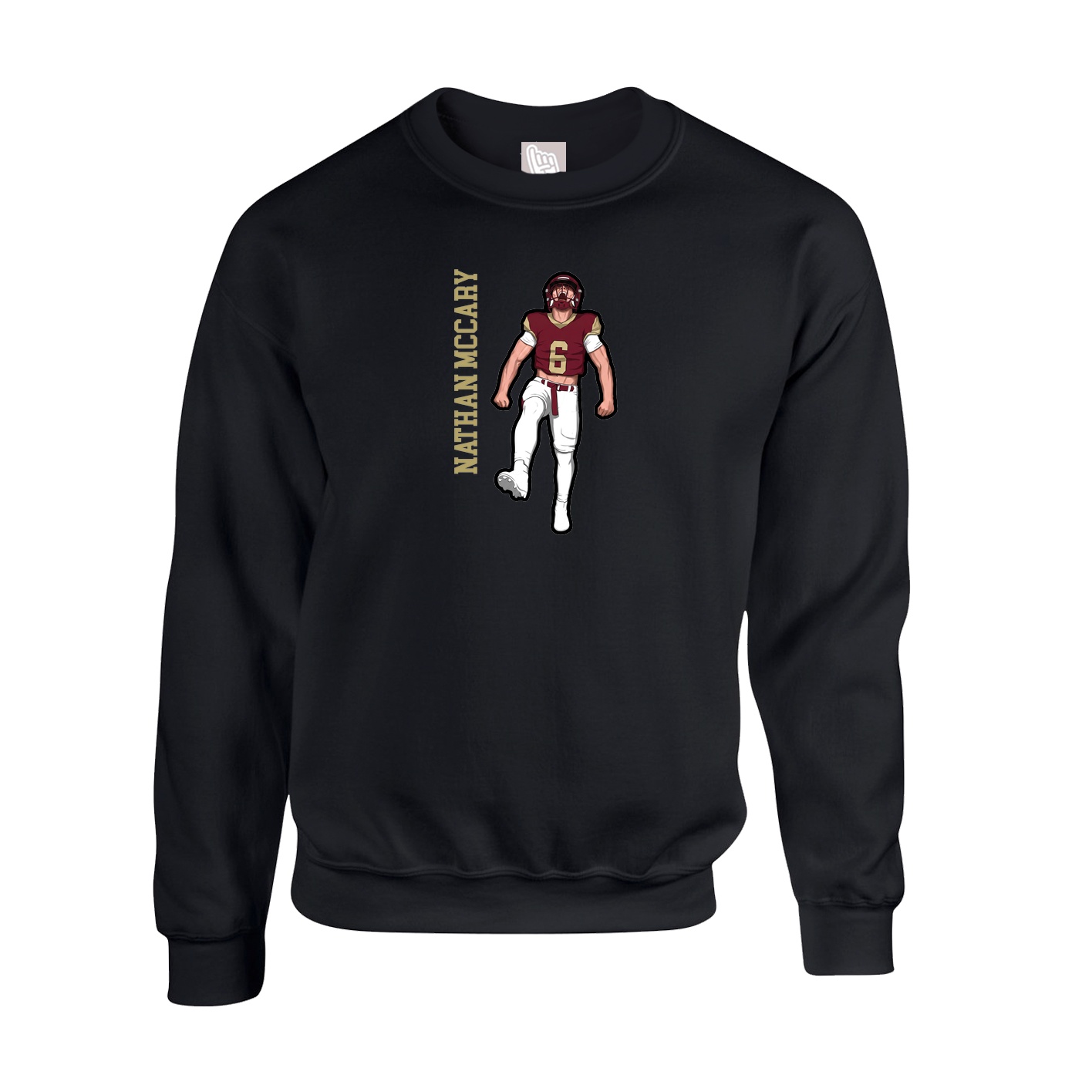 Fleece Crew — Name Vertical in Black