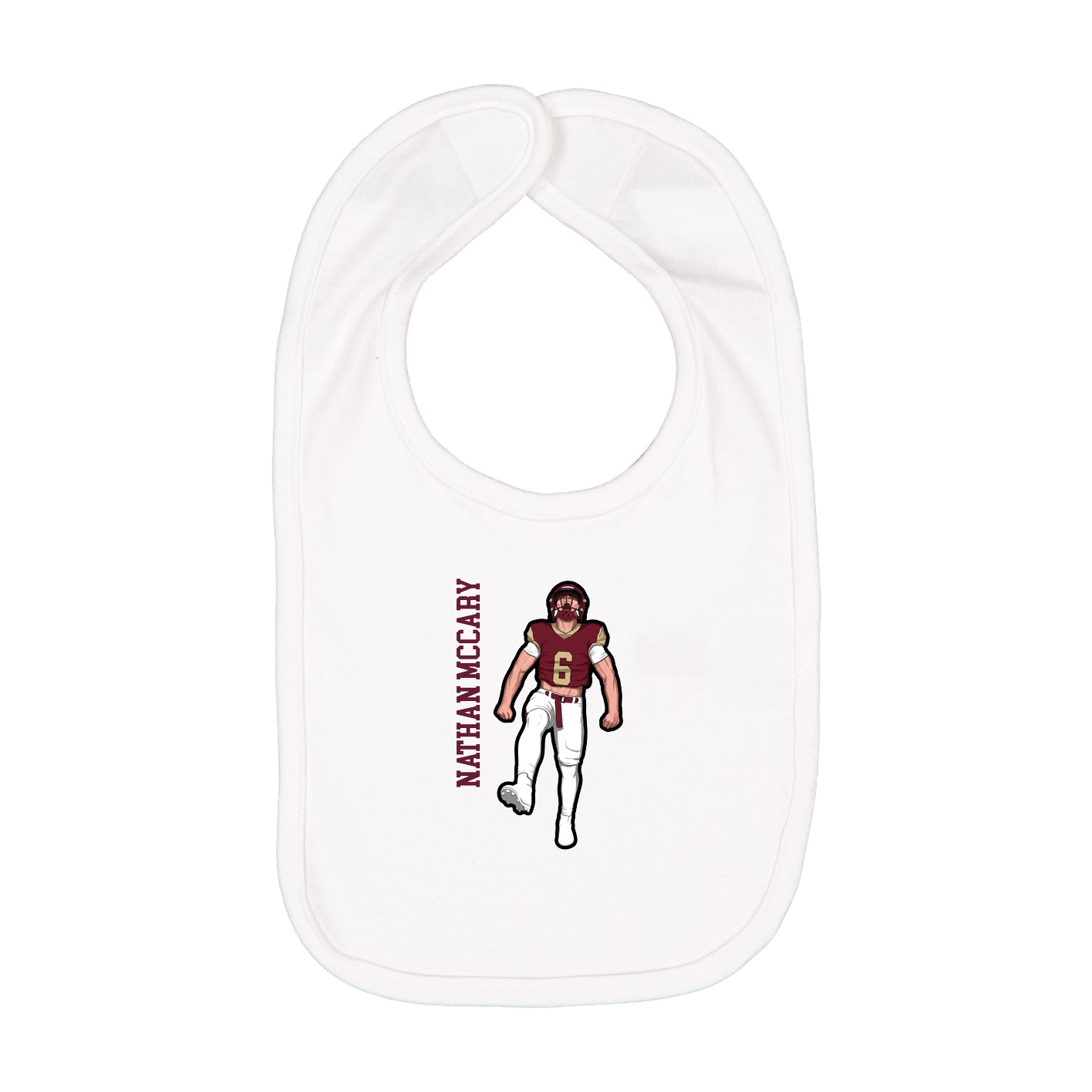 Infant Bib — Name Vertical in White