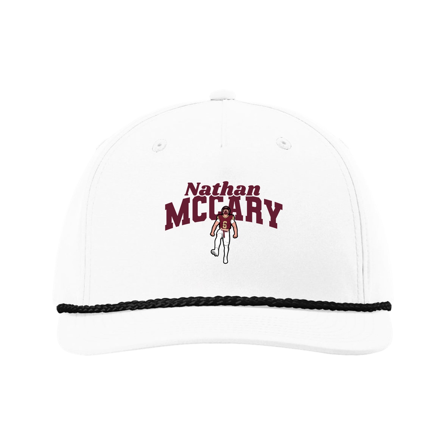 Five-Panel Classic Rope Cap — Signature Arch in White