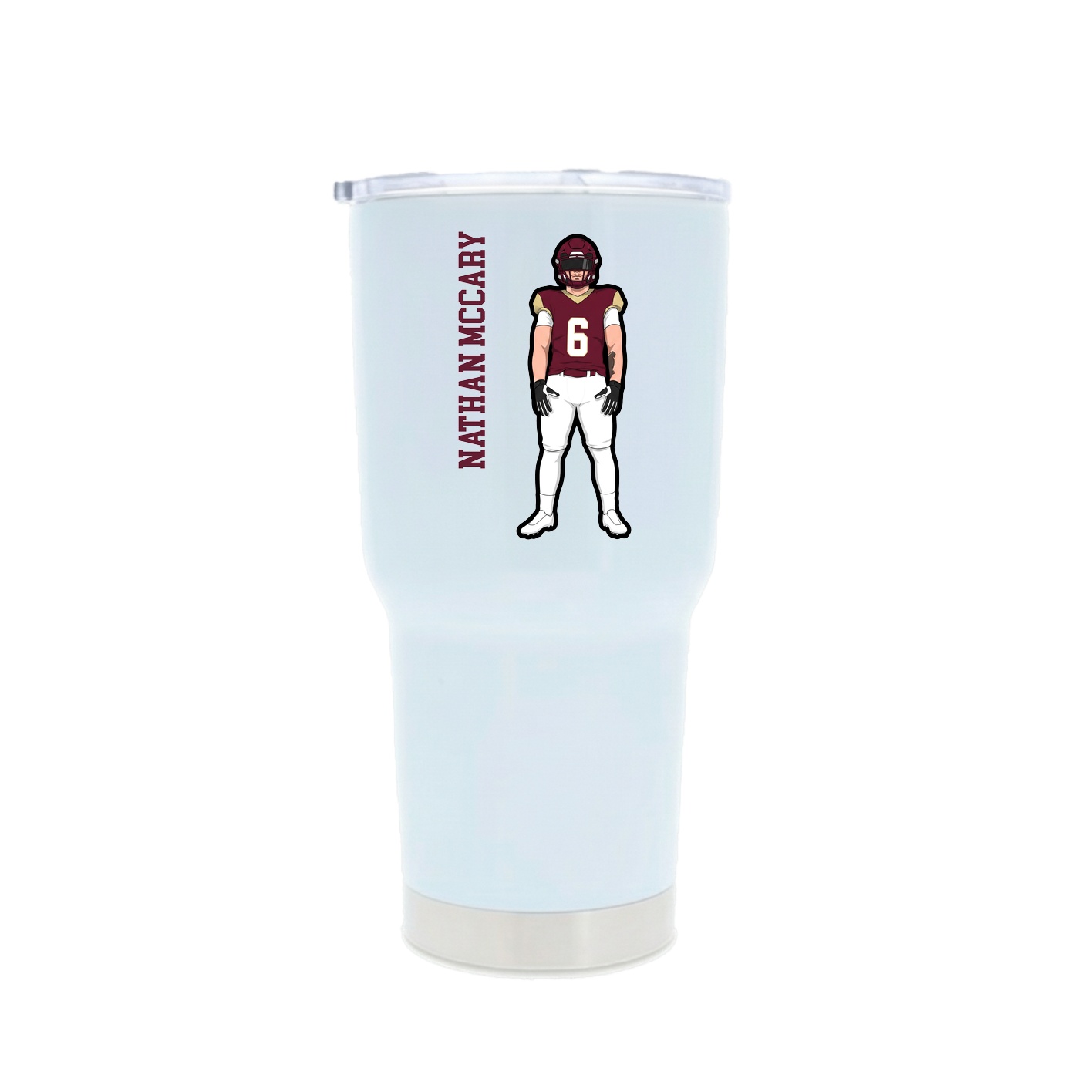 30oz Stainless Steel Tumbler — Name Vertical in White
