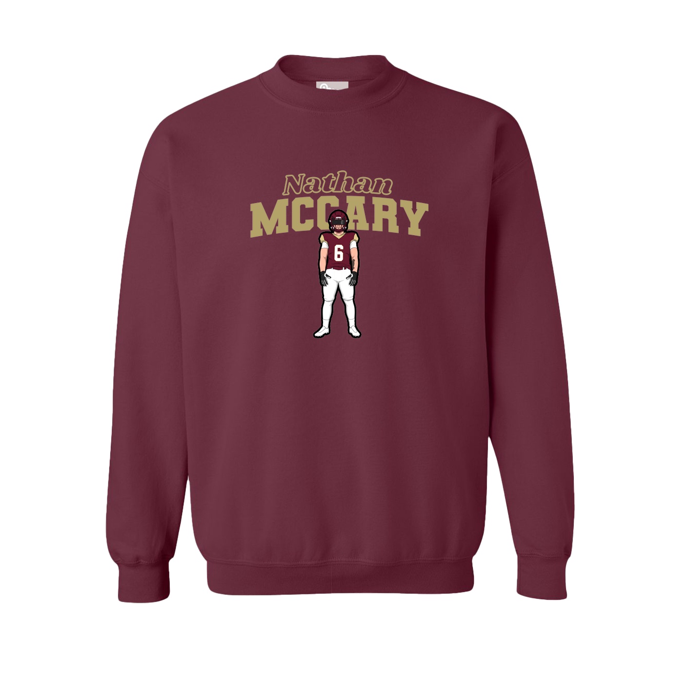 Fleece Crew — Name Arch in Maroon