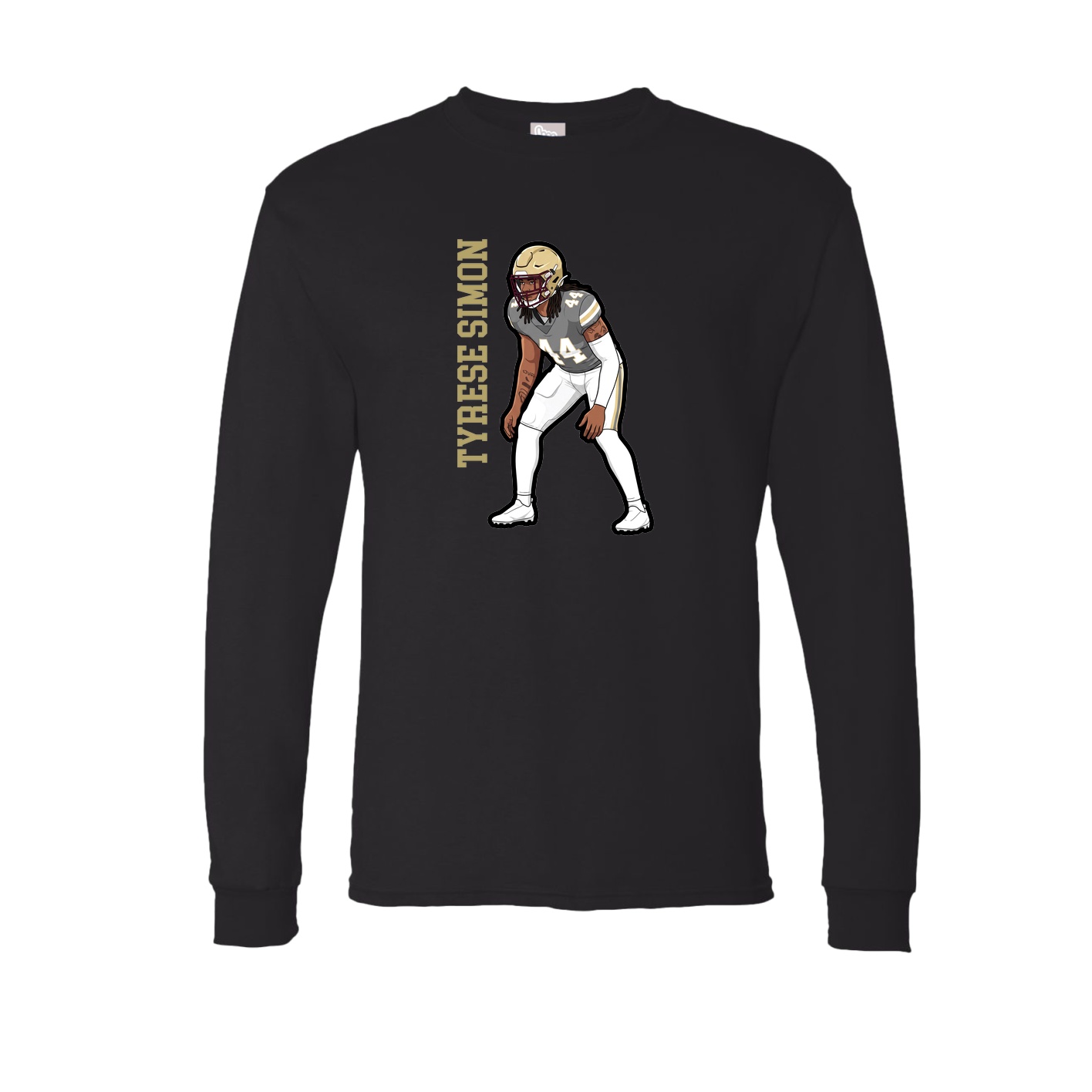 Long Sleeve Tee — Name Vertical in Black