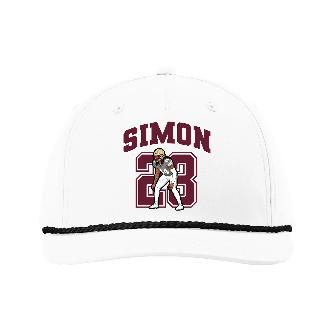 Five-Panel Classic Rope Cap — Number in White