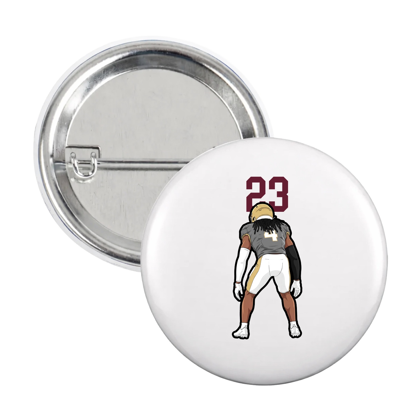 Game Day Button — Number Top in White