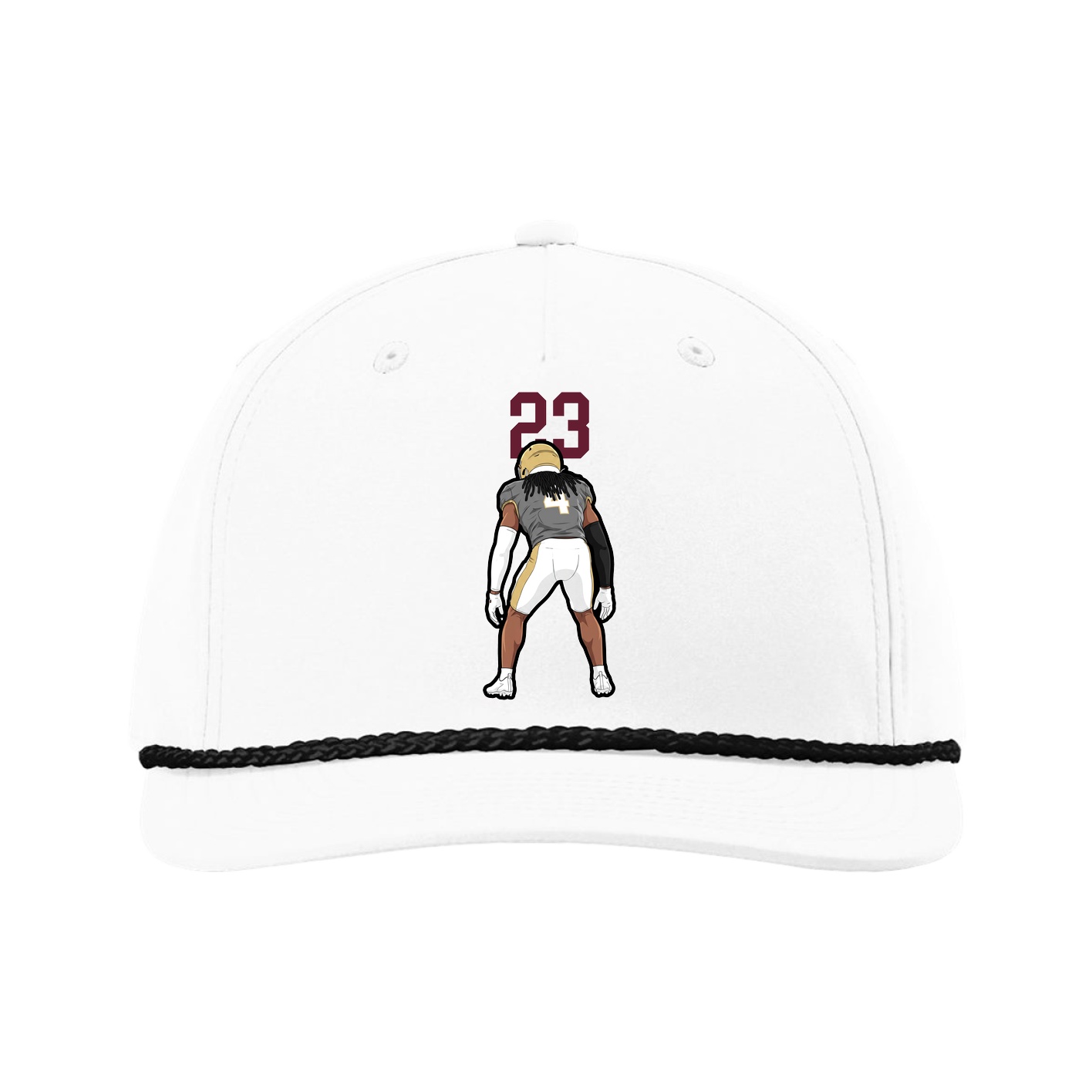 Five-Panel Classic Rope Cap — Number Top in White