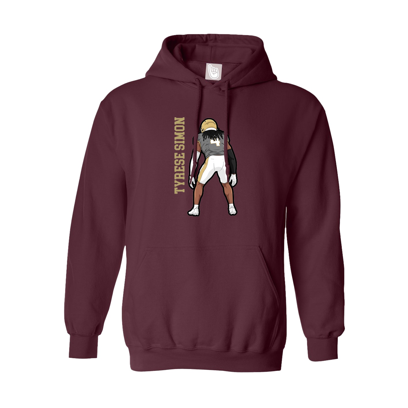 Hoodie — Name Vertical in Maroon