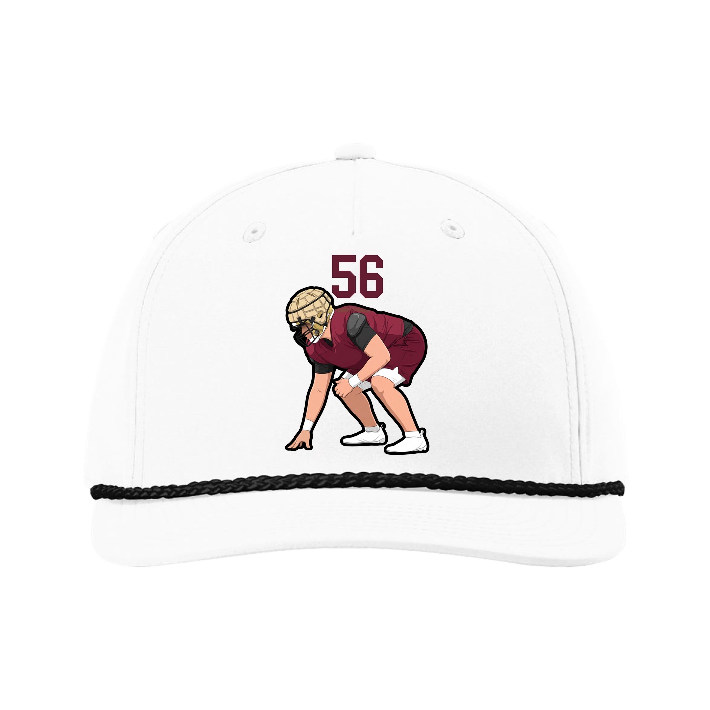 Five-Panel Classic Rope Cap — Number Top in White