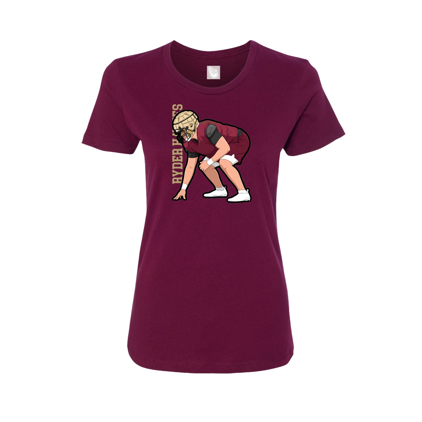 Fitted Women's Tee — Name Vertical in Maroon